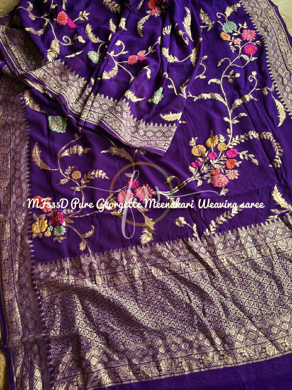 Floral beautiful Meenakari saree - Saffronfashionindia