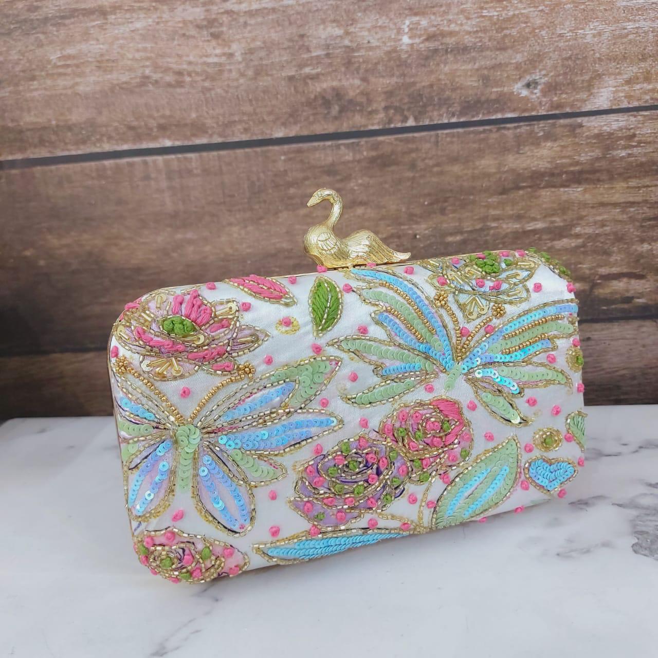 Swan printed clutch - Saffronfashionindia