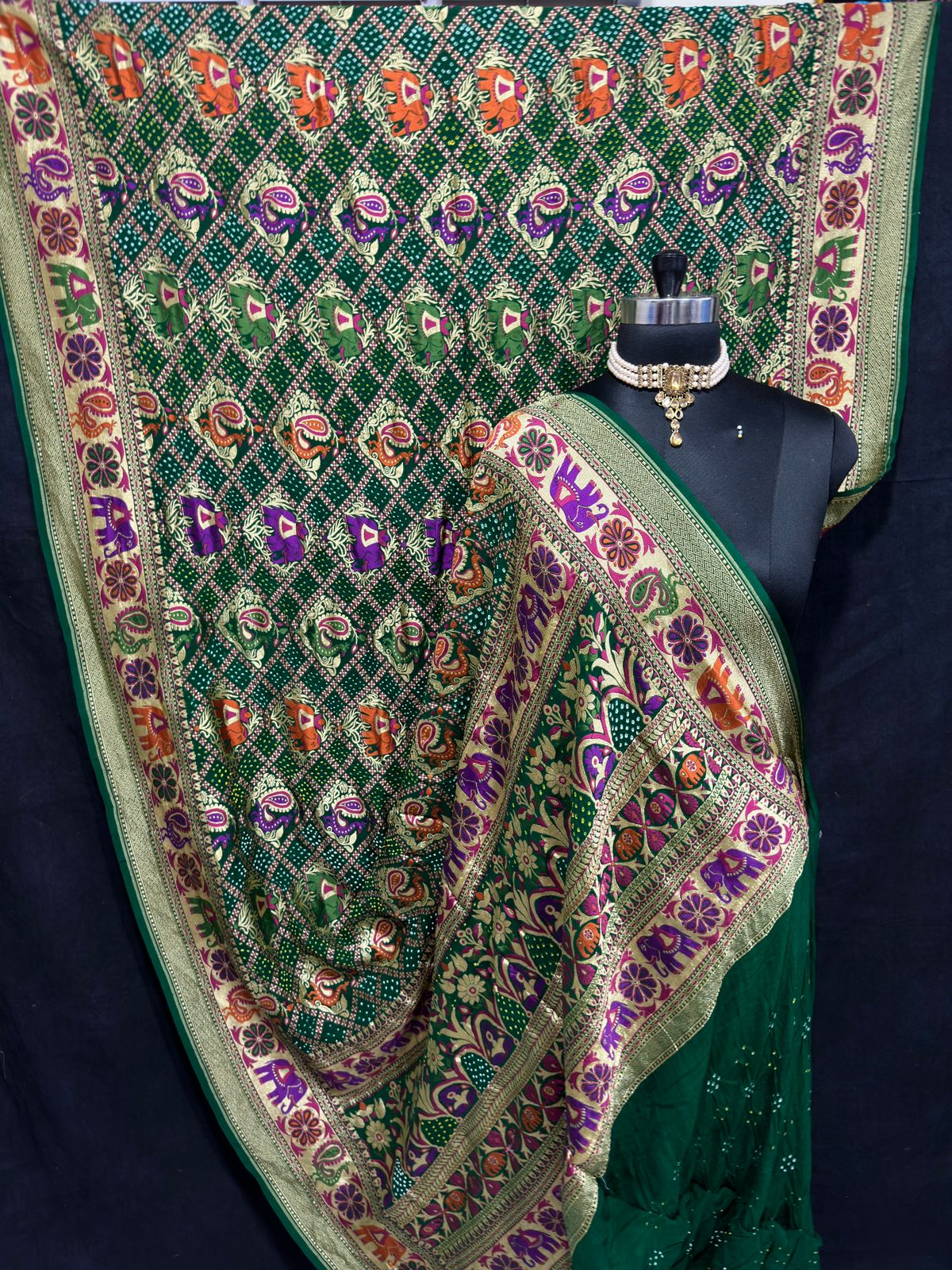 Lavanya Banarsi bandhani saree - Saffronfashionindia