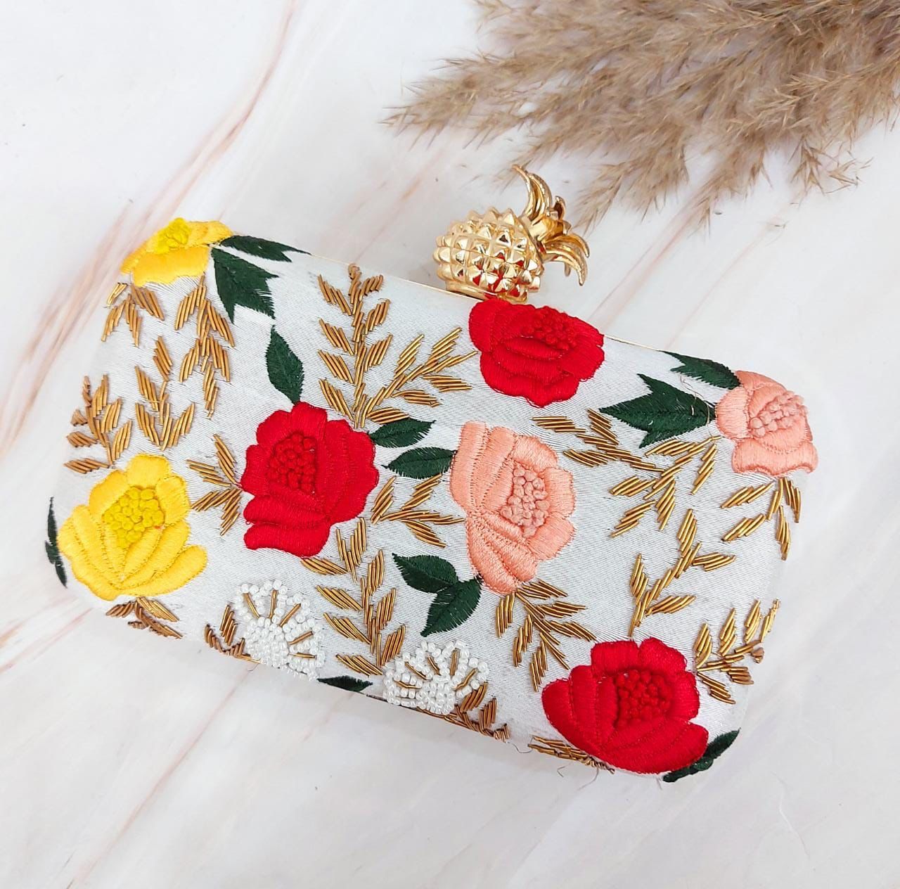 Nilim embroidery clutch - Saffronfashionindia