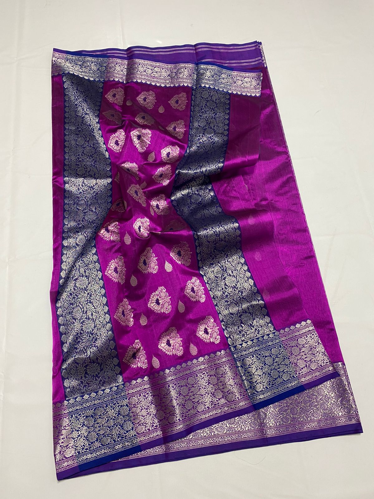 Wine inspired beautiful Chanderi saree - Saffronfashionindia