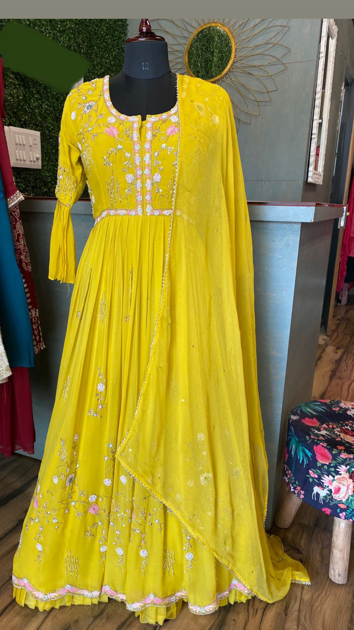 Designer Anarkali Resham dress - Saffronfashionindia