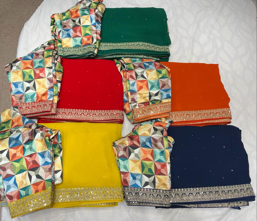 Anika gorgette zardosi saree - Saffronfashionindia