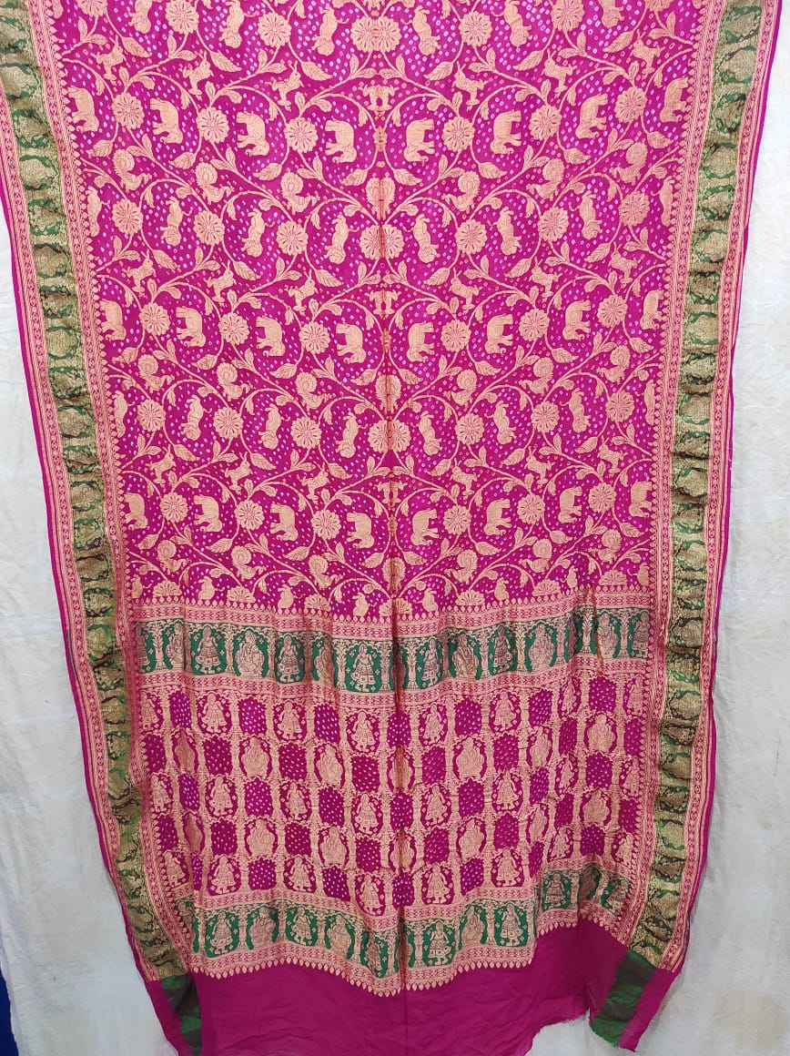 Pinasha banarsi gorgette saree - Saffronfashionindia