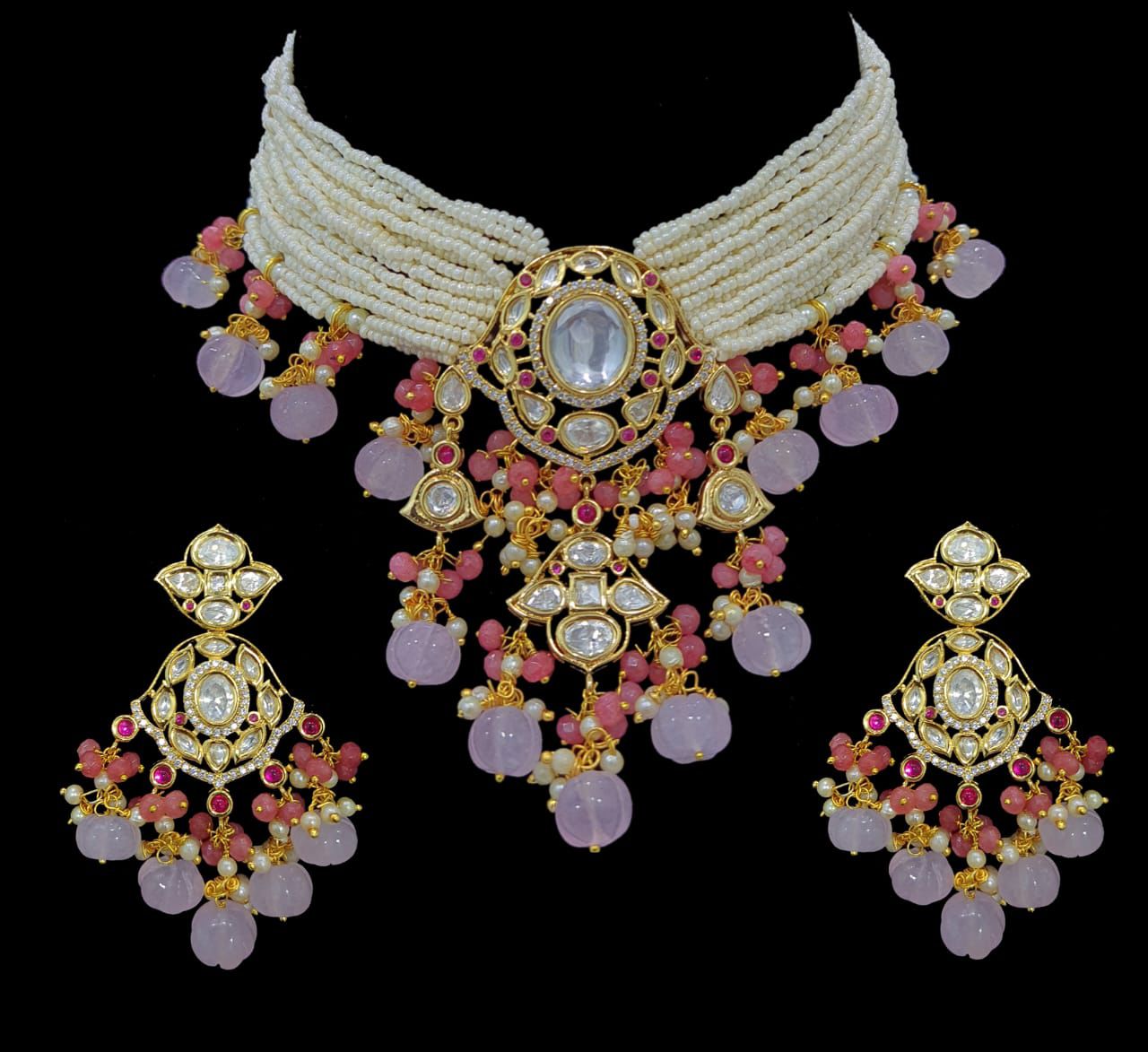 Nishabd Pearl choker set - Saffronfashionindia