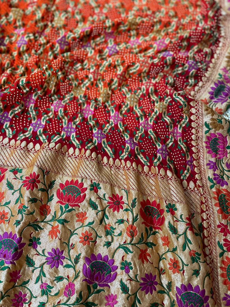 Rangsari bandhej Patola dupatta - Saffronfashionindia