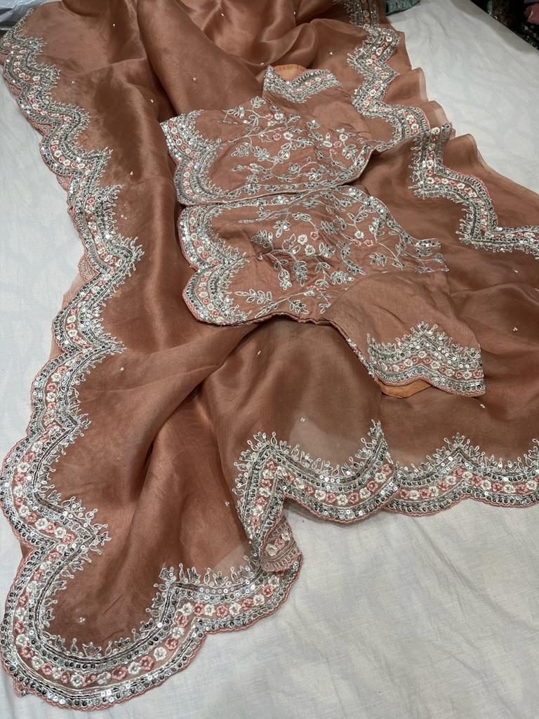 Lishik organza zardosi saree - Saffronfashionindia