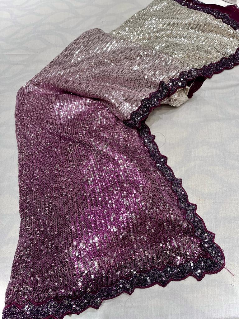 Nashina shaded sequence saree - Saffronfashionindia