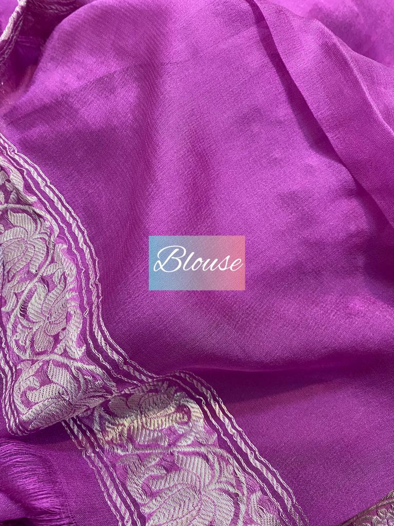 Handmade chiffon banarsi saree - Saffronfashionindia