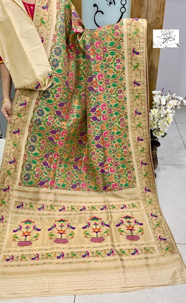 Paithani inspired banarsi tissue saree - Saffronfashionindia