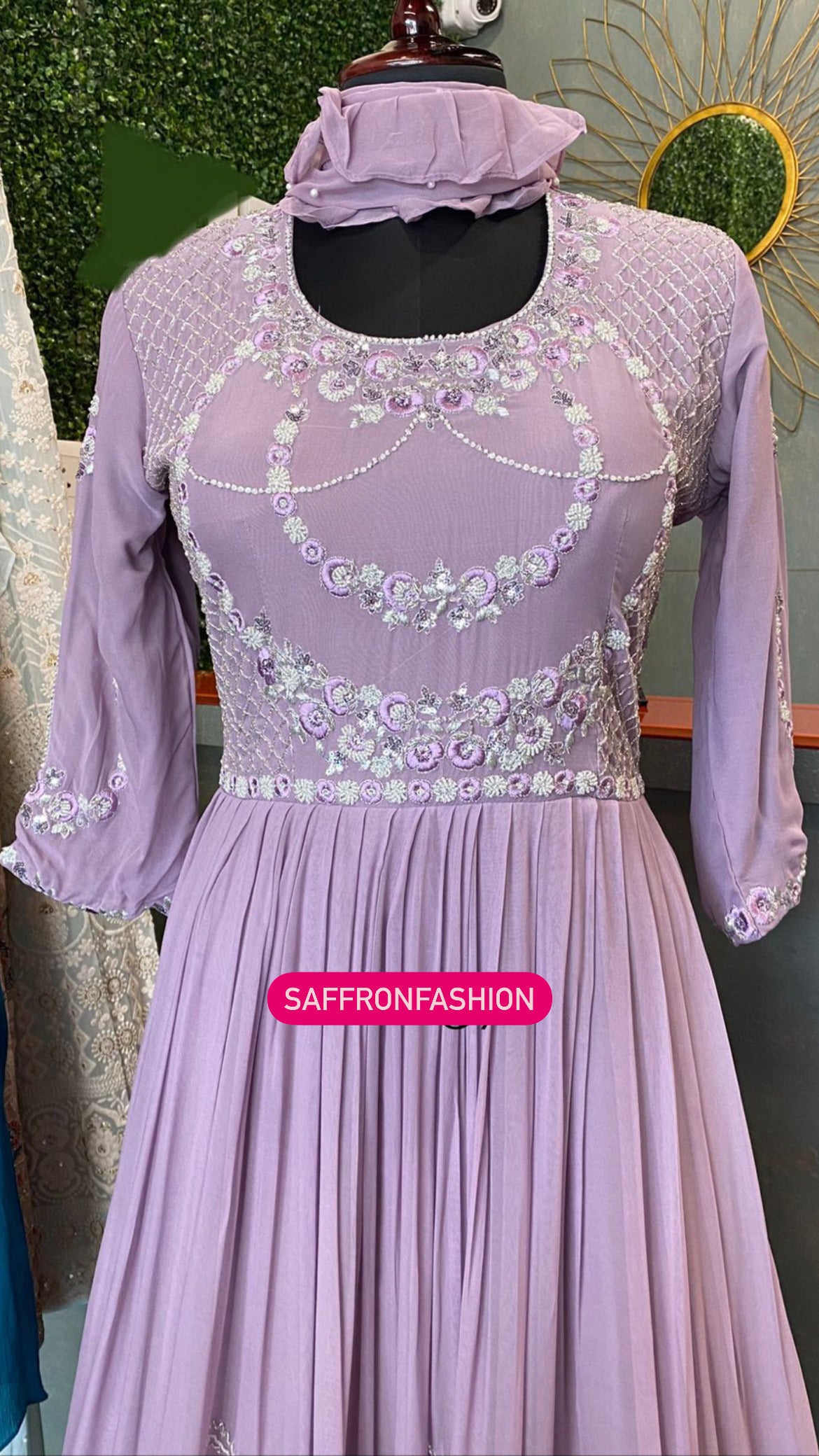 Lavender Anarkali dress - Saffronfashionindia