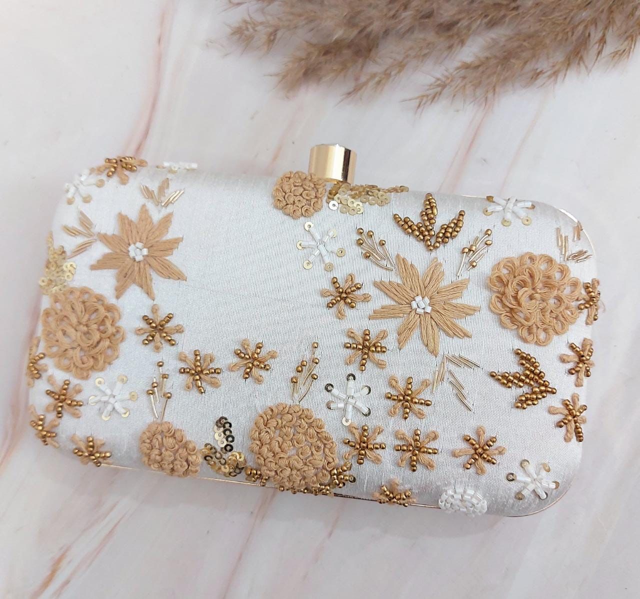 Jilan embroidery clutch bag cocktail purse - Saffronfashionindia