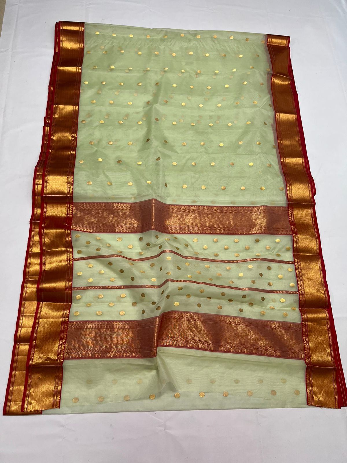 Mint Chanderi ek naal saree - Saffronfashionindia