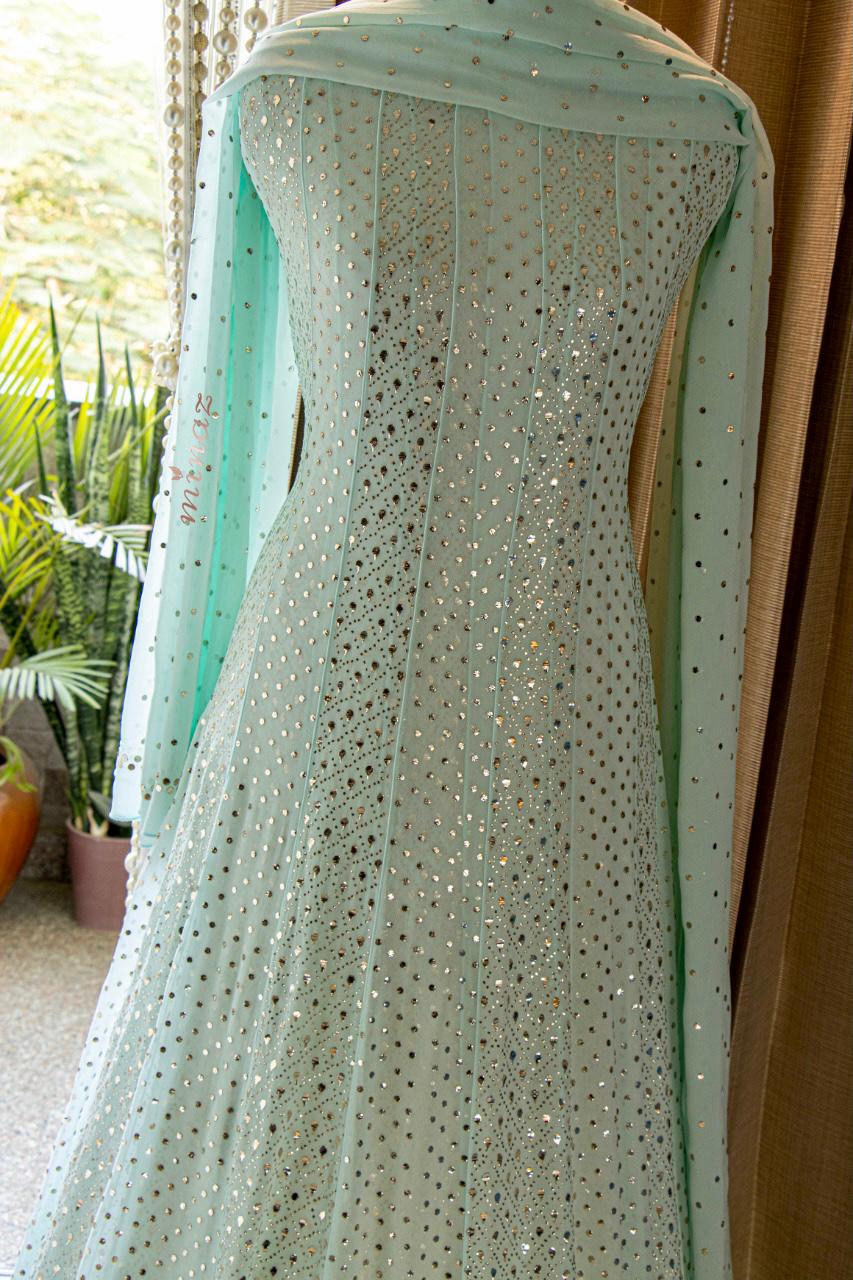 Jamdani Anarkali suit - Saffronfashionindia