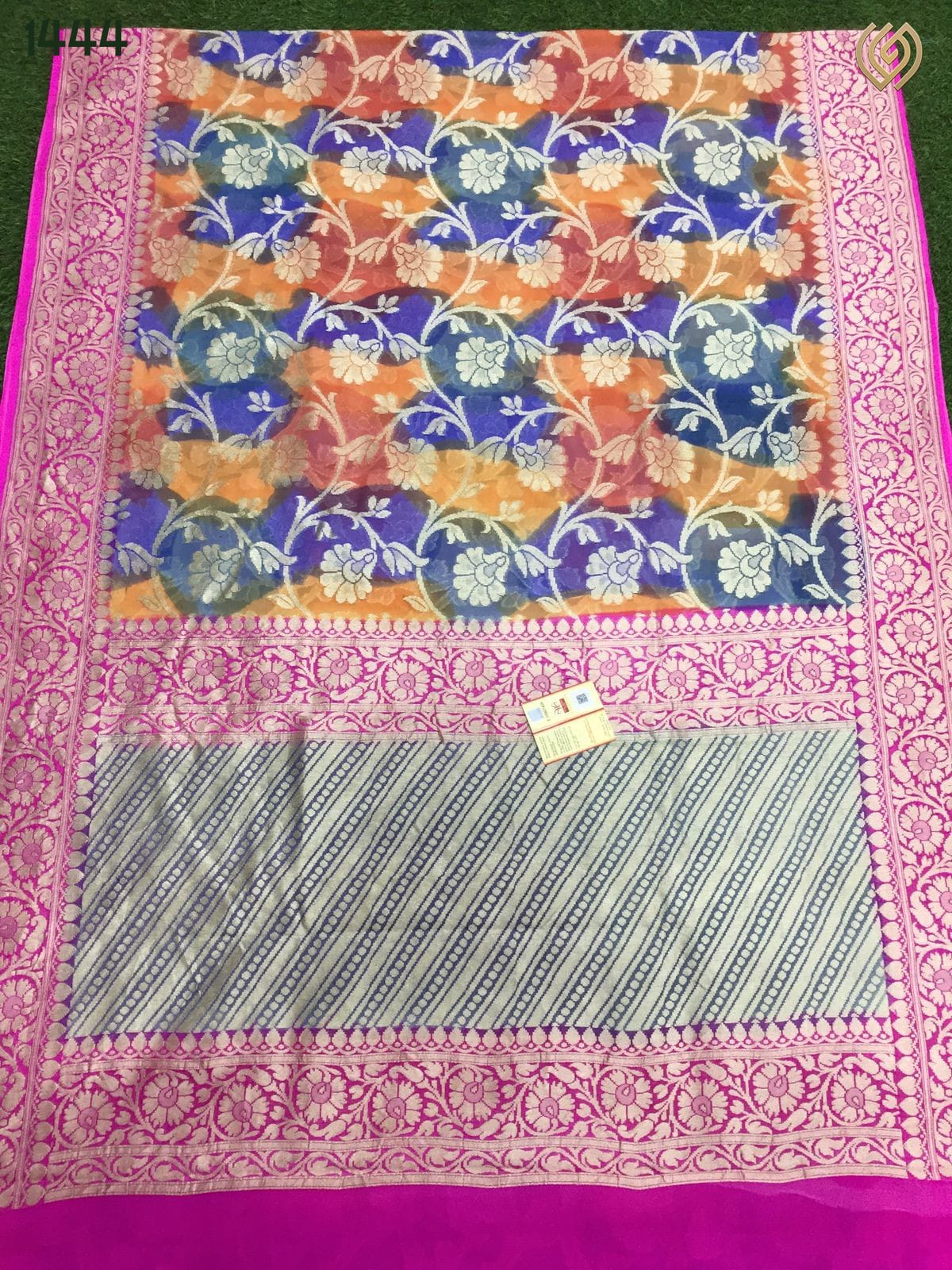 Handloom khaddi gorgette sari - Saffronfashionindia