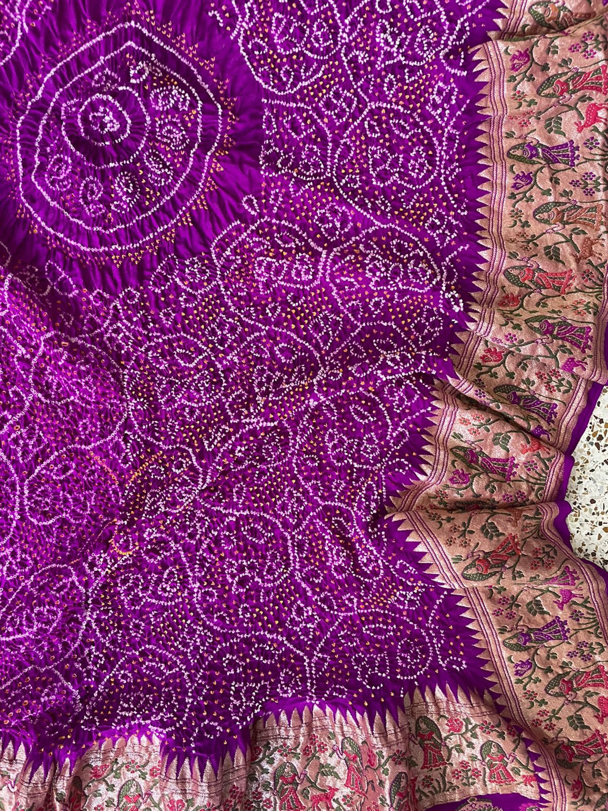 Purple bandhej exclusive dupatta - Saffronfashionindia