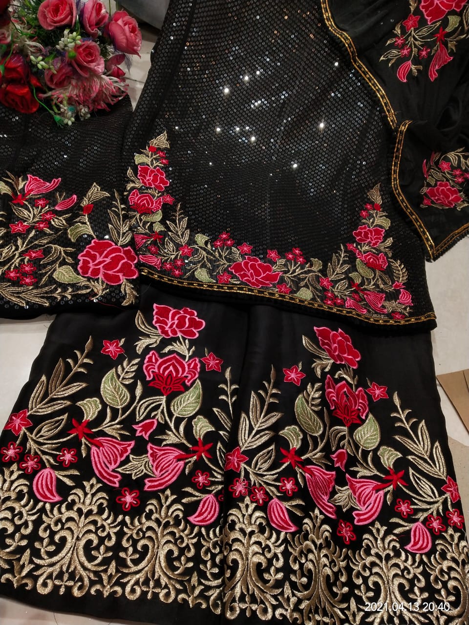 Black sequins salwarsuit - Saffronfashionindia