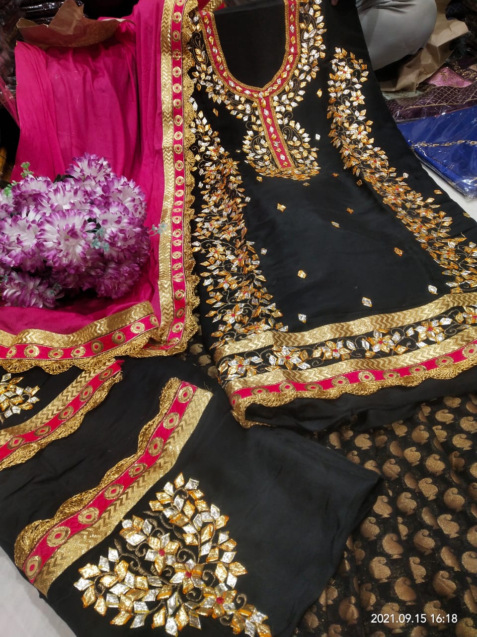 Black gotta pattu salwar suit - Saffronfashionindia