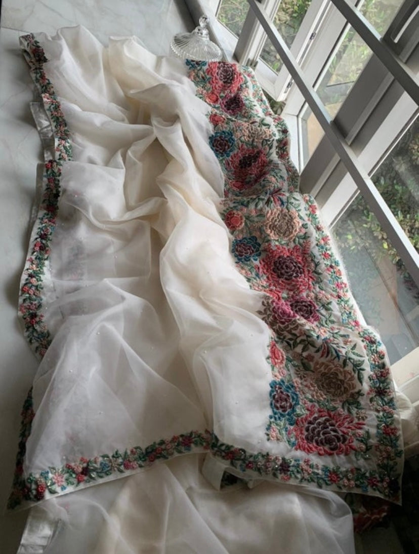 Senorita white saree - Saffronfashionindia