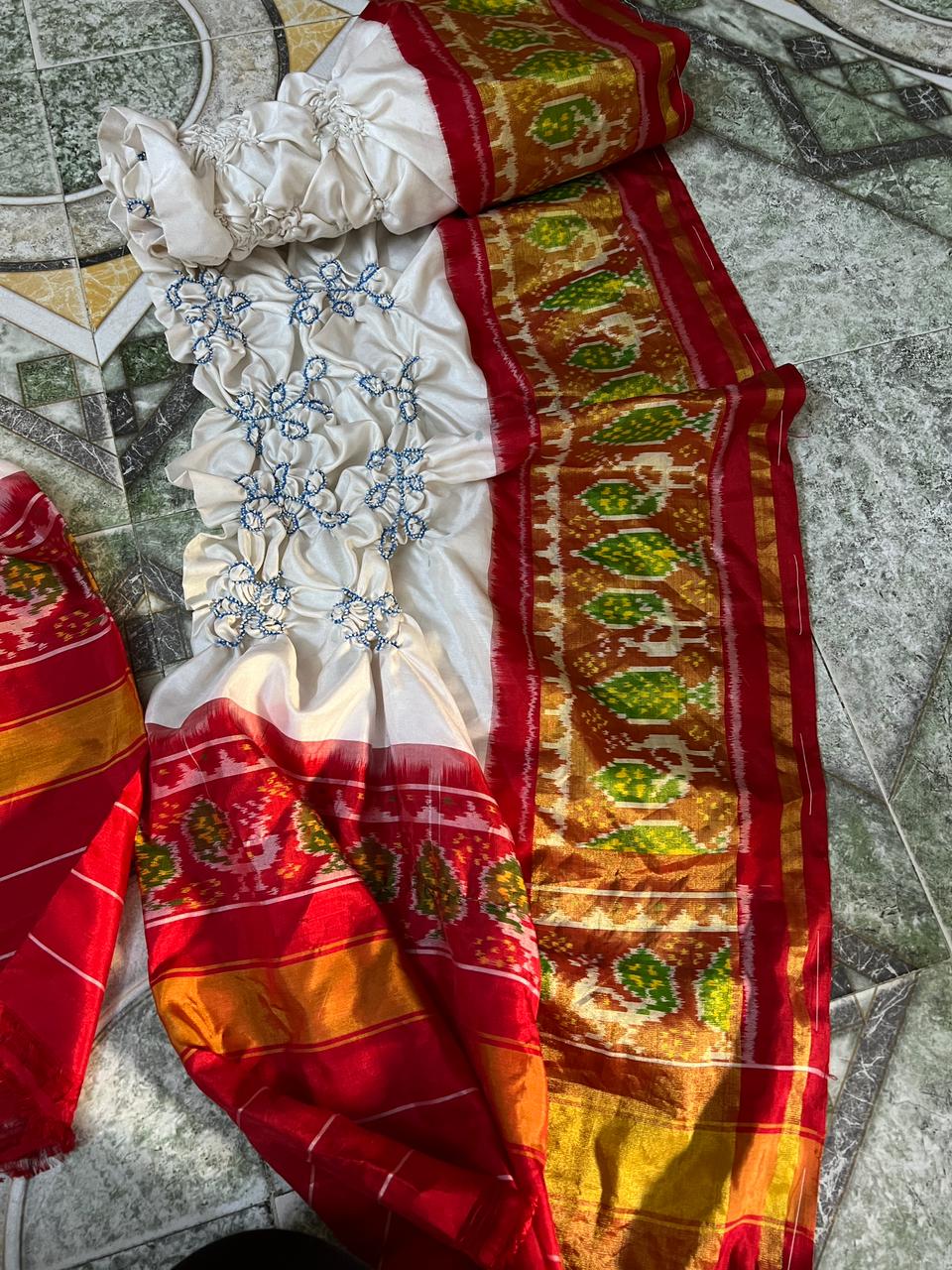 Peacock bandhani patola dupatta - Saffronfashionindia