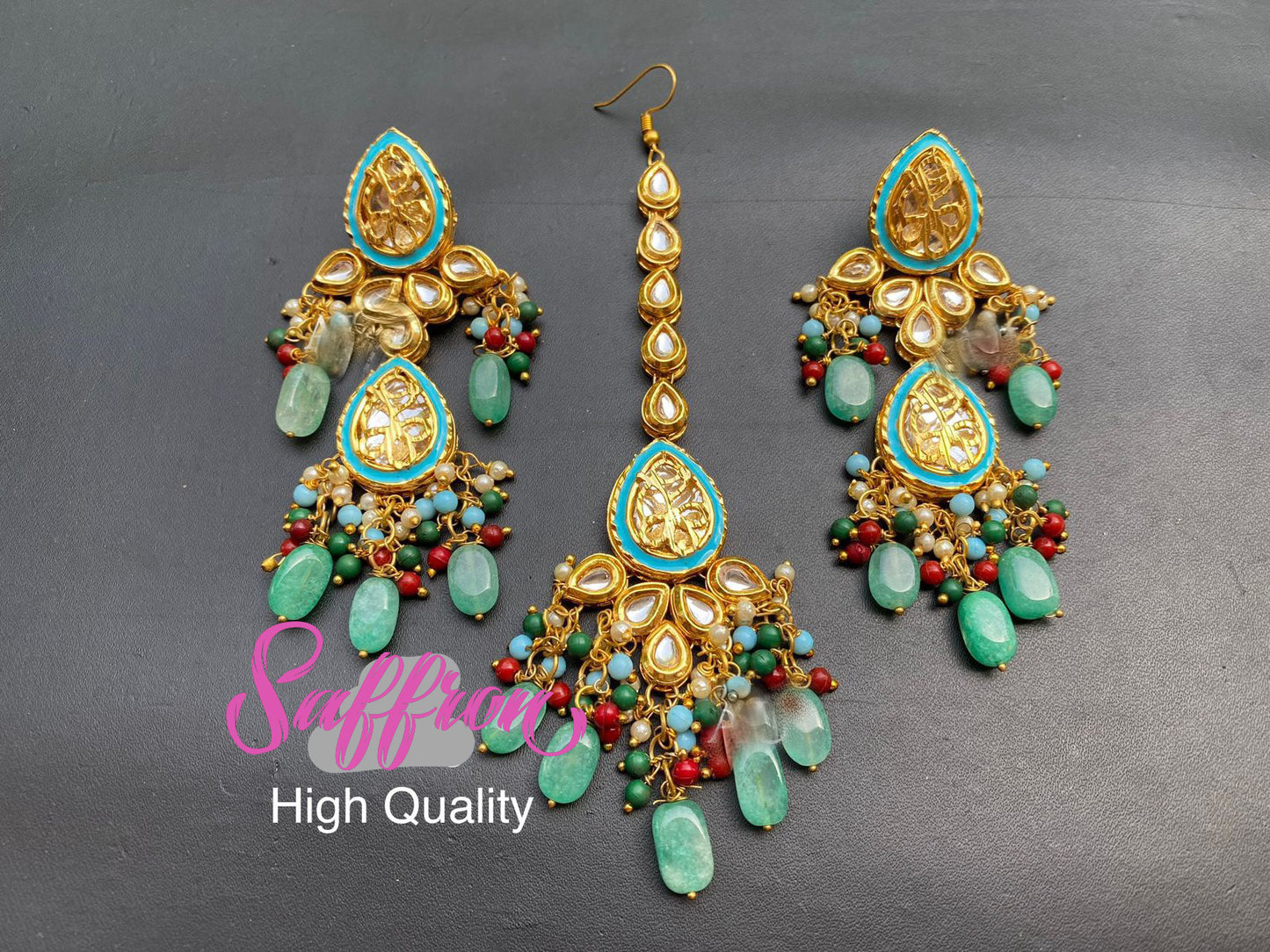 Nazina tikka set/meeenakari tikka set - Saffronfashionindia