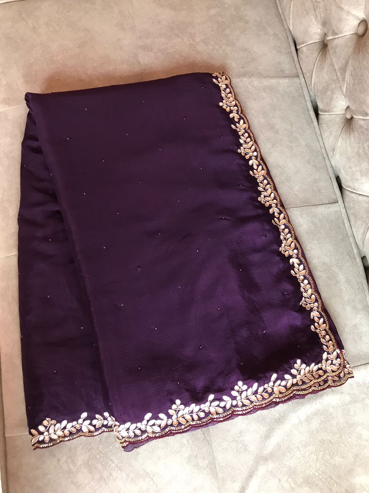 Purple partywear saree - Saffronfashionindia