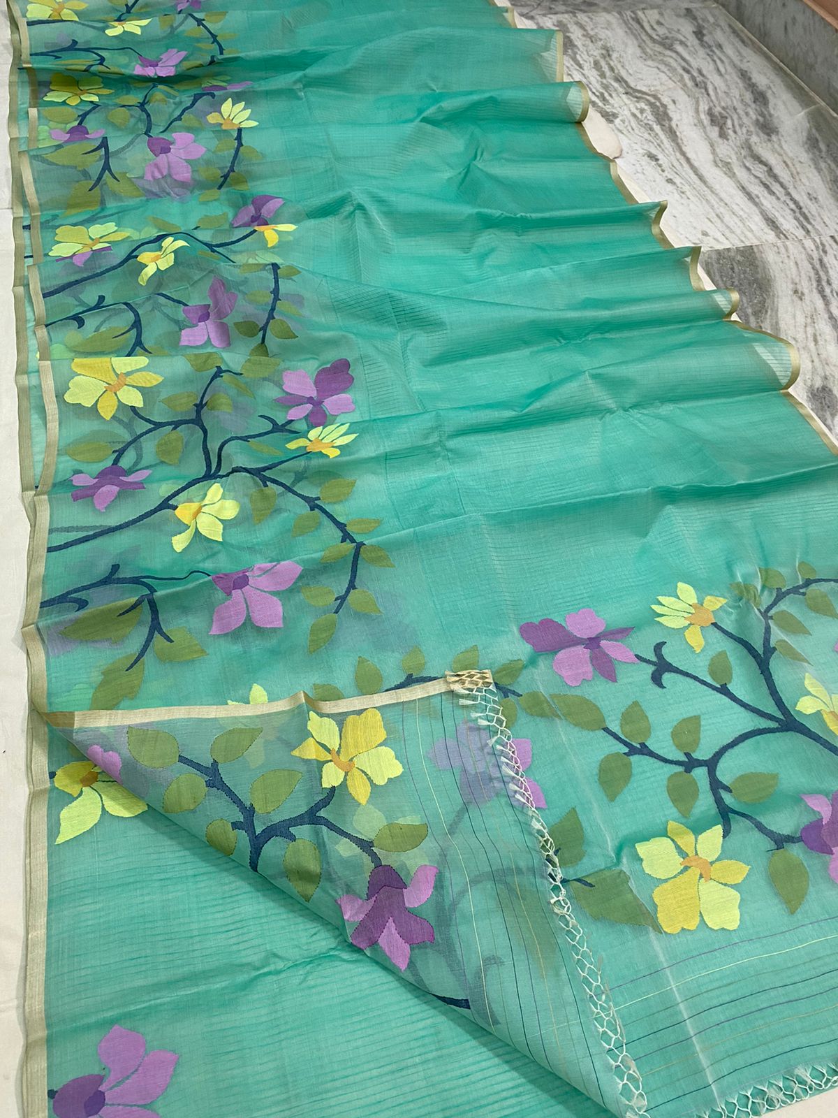 Roshni muslin tantuj saree - Saffronfashionindia