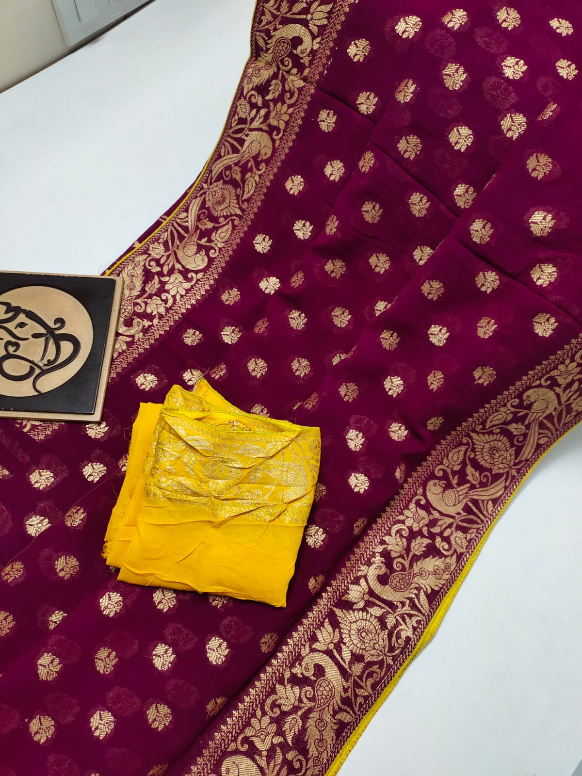 Dolika banarsi khaddi saree - Saffronfashionindia