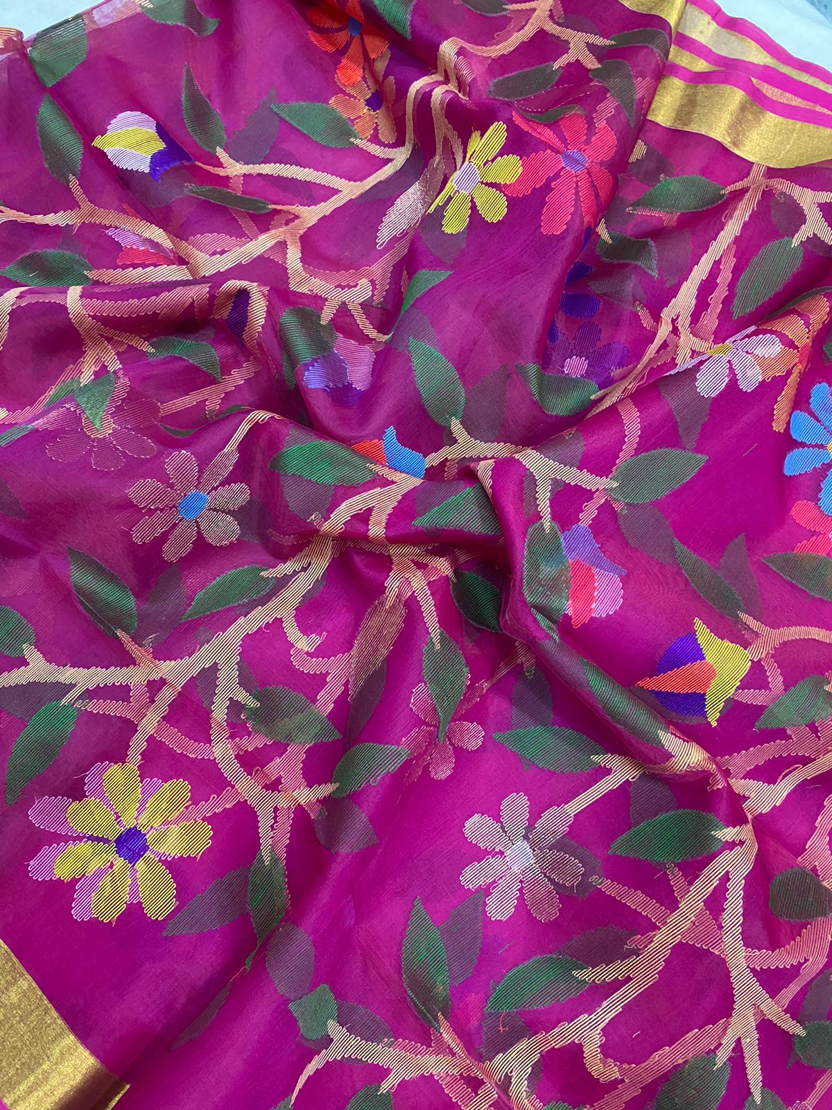 Nisha muslin jamdani saree - Saffronfashionindia