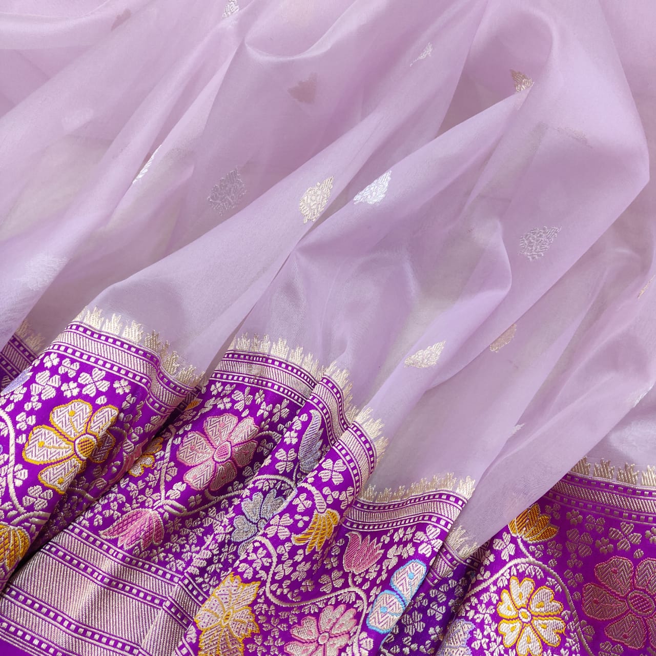 Rumani Kora handwoven saree - Saffronfashionindia