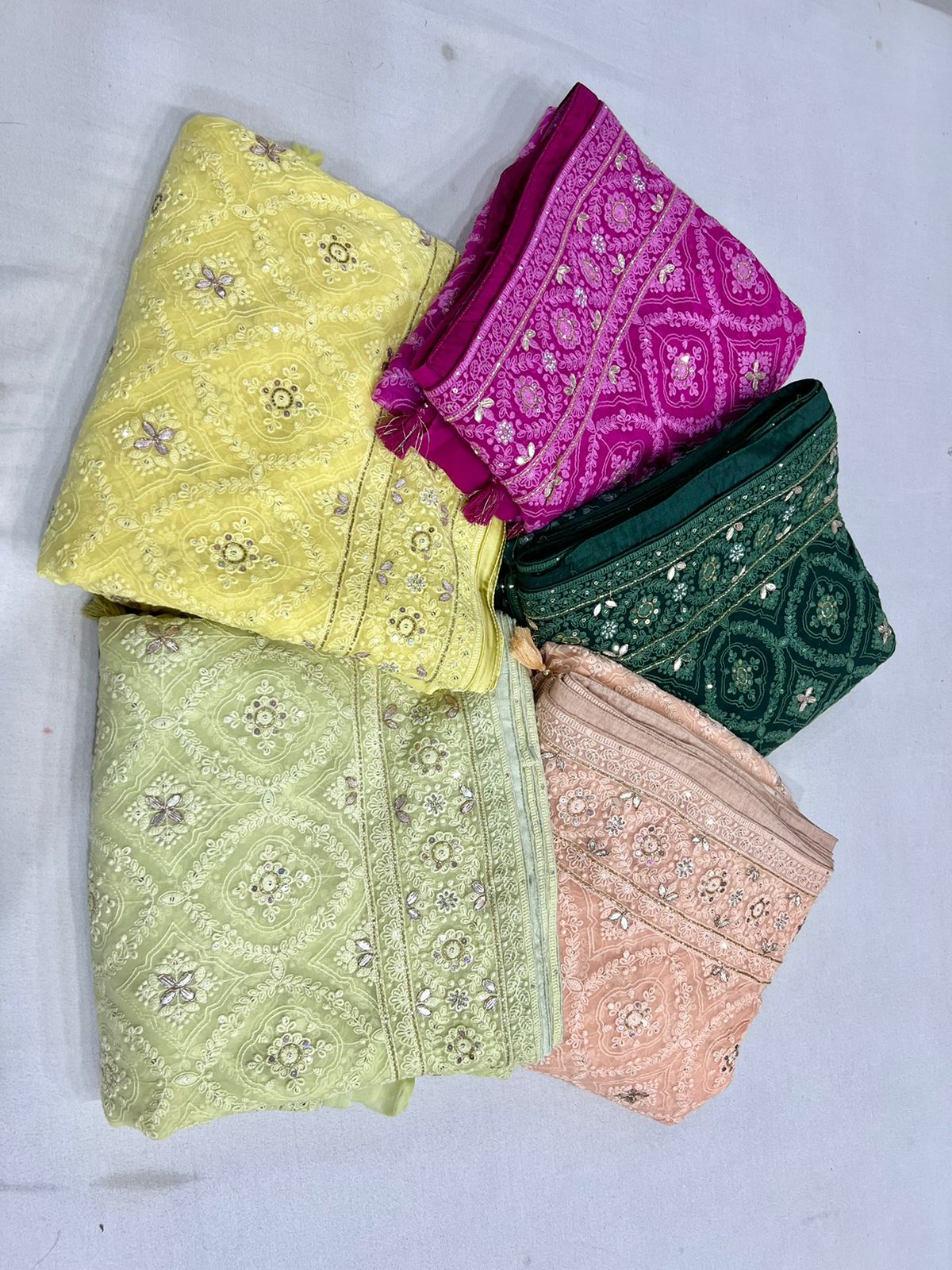 Anina Chikankari gorgette saree - Saffronfashionindia