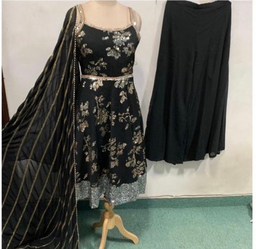 Black plaazo suit - Saffronfashionindia