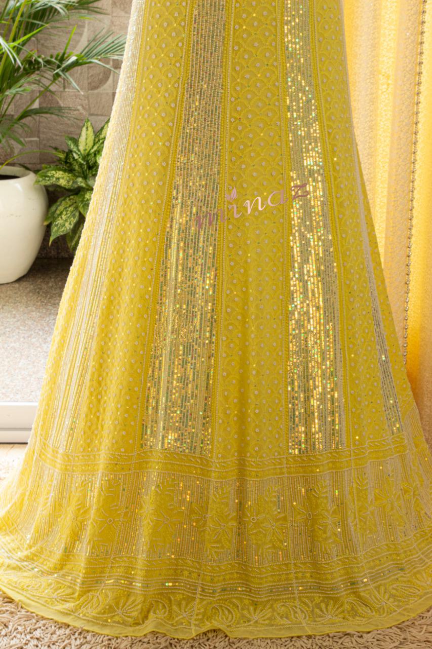 Yekena Chikankari Anarkali dresz - Saffronfashionindia