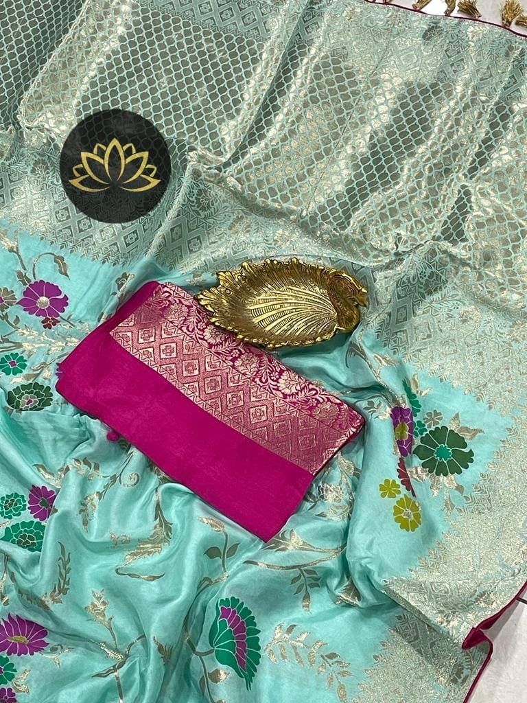 Hameshi moonga banarsi saree - Saffronfashionindia
