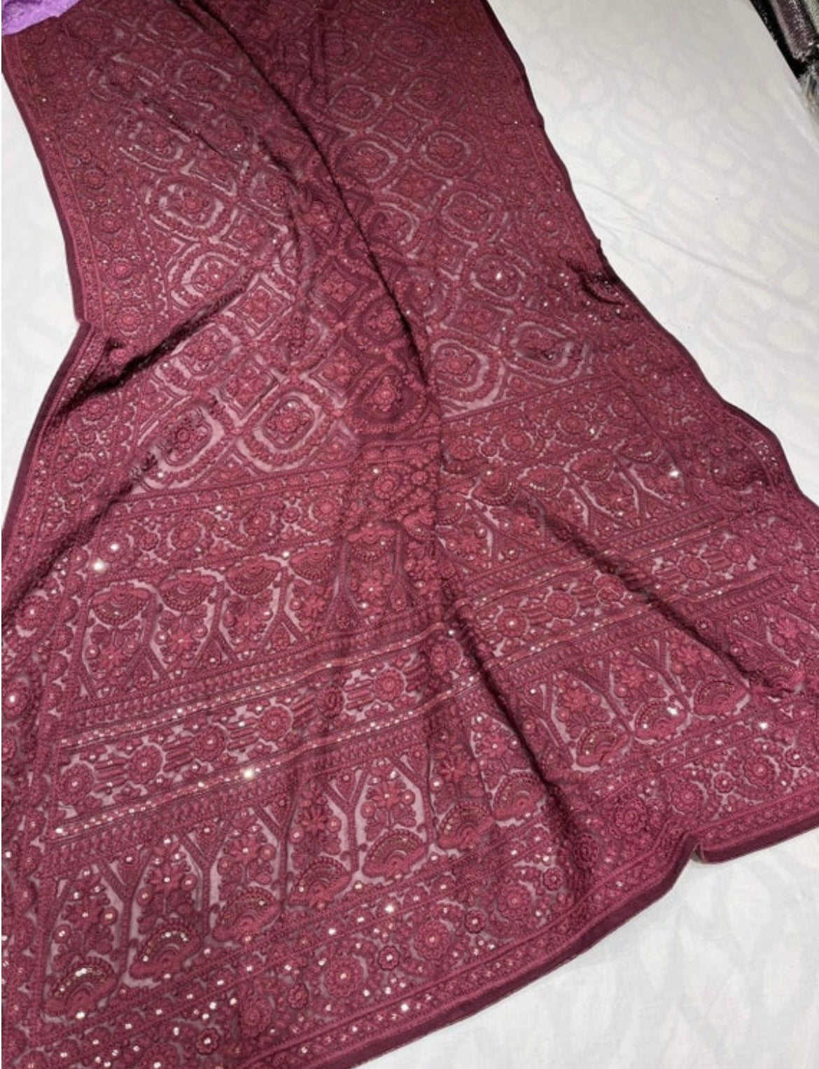 Helium Chikankari saree - Saffronfashionindia