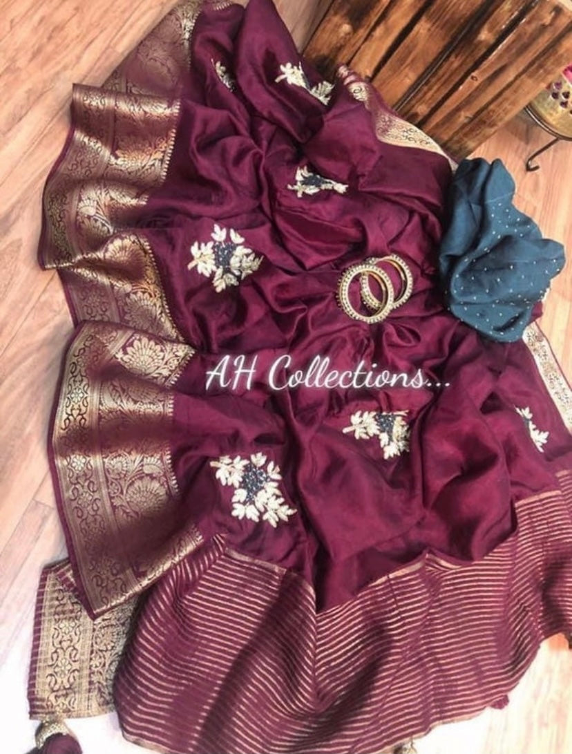 Munga partywear saree - Saffronfashionindia