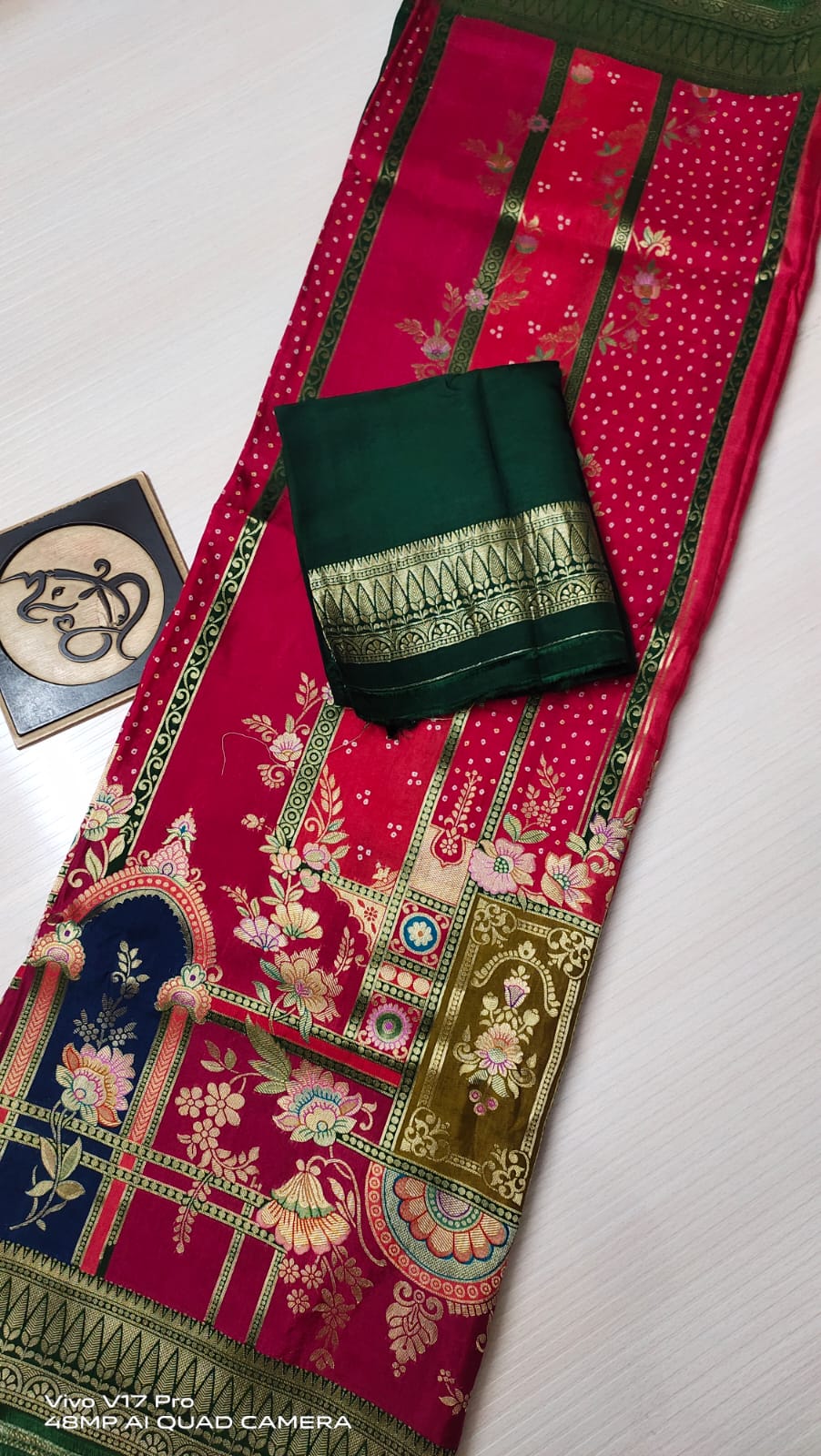 Timara Moonga Banarsi saree - Saffronfashionindia