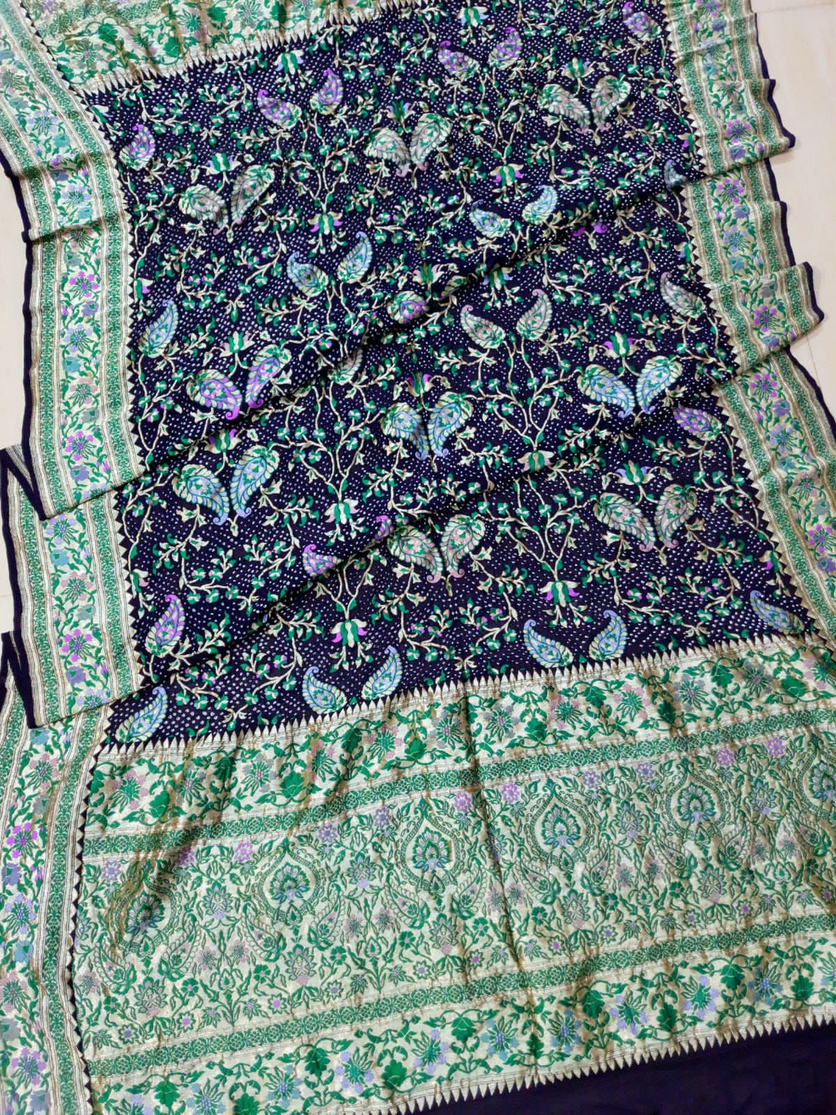 Gorgette banarsi dupatta /traditional dupatta - Saffronfashionindia