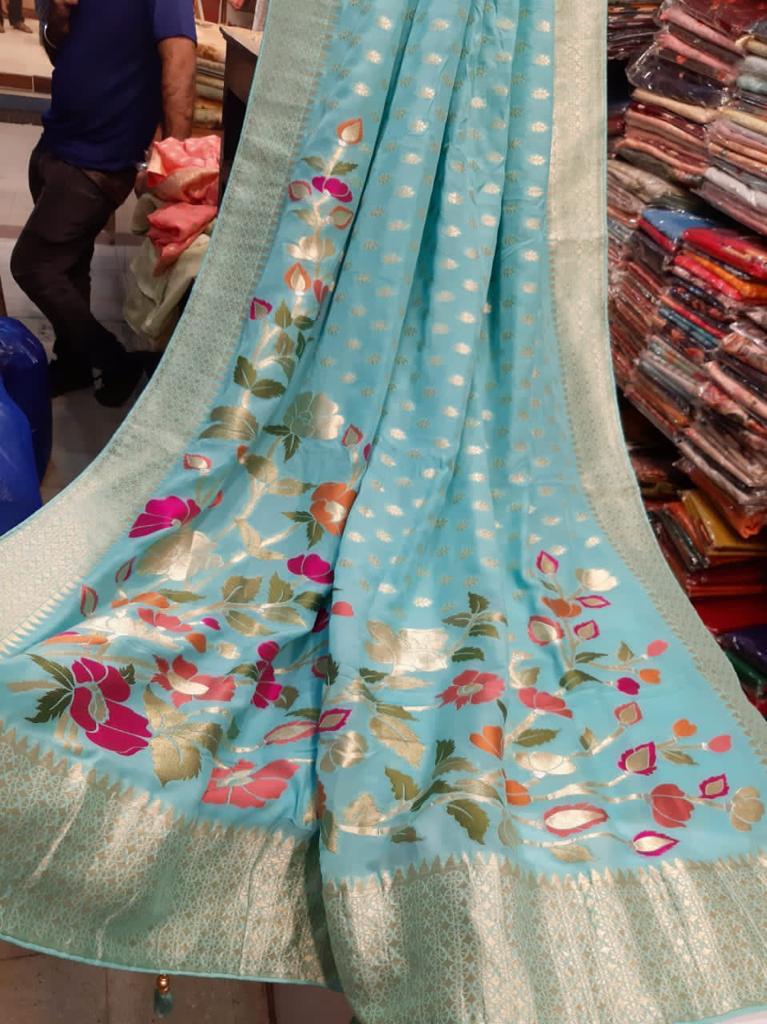 Khaddi gorgette saree - Saffronfashionindia