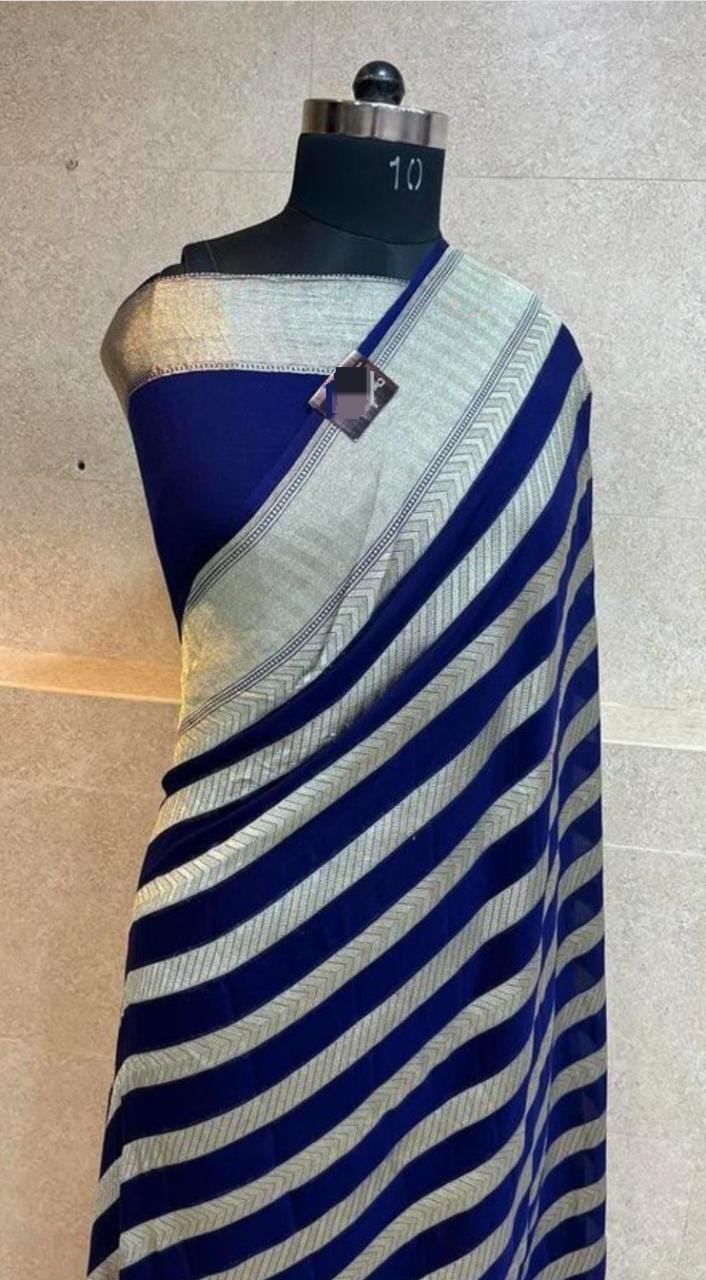 Kaisha khaddi gorgette saree - Saffronfashionindia