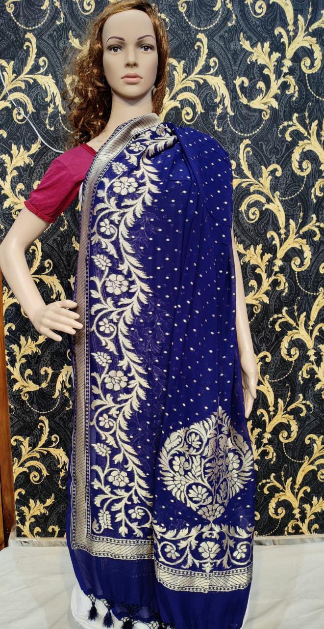Banarsi chiffon dupatta/khaddi chiffon dupatta - Saffronfashionindia