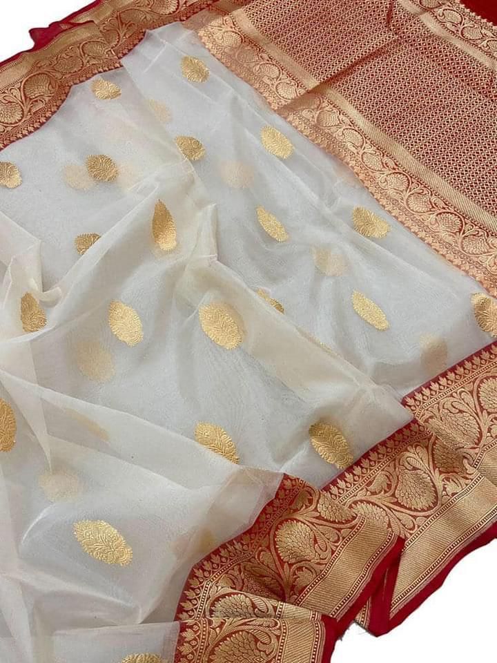 Arpita banarsi kora saree - Saffronfashionindia