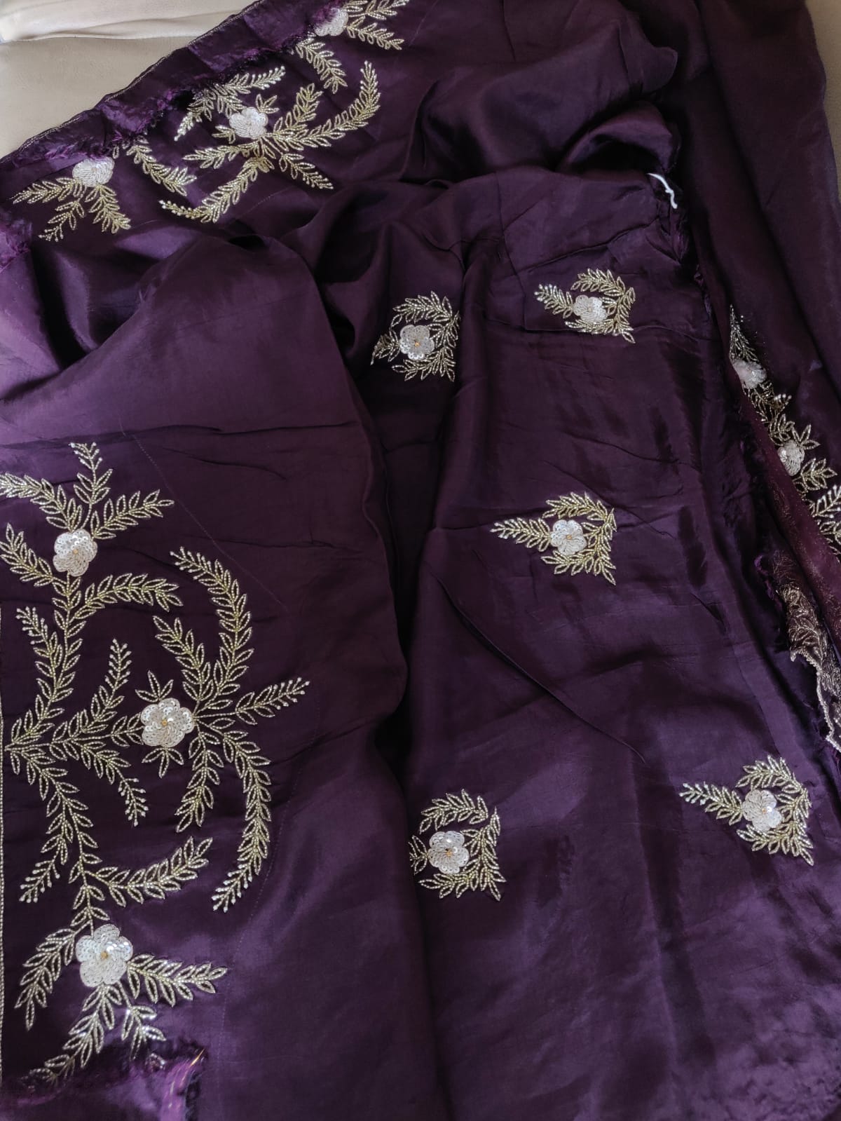Peshawar purple saree - Saffronfashionindia