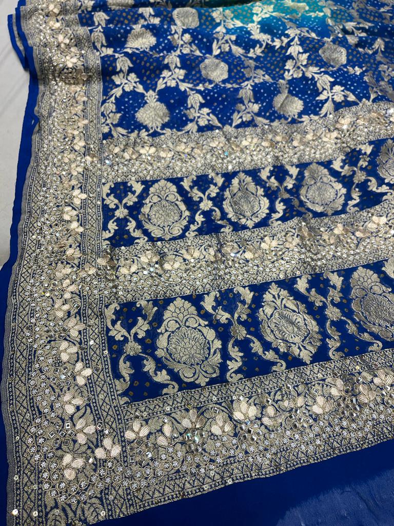 Hansiha khaddi bandhej saree - Saffronfashionindia