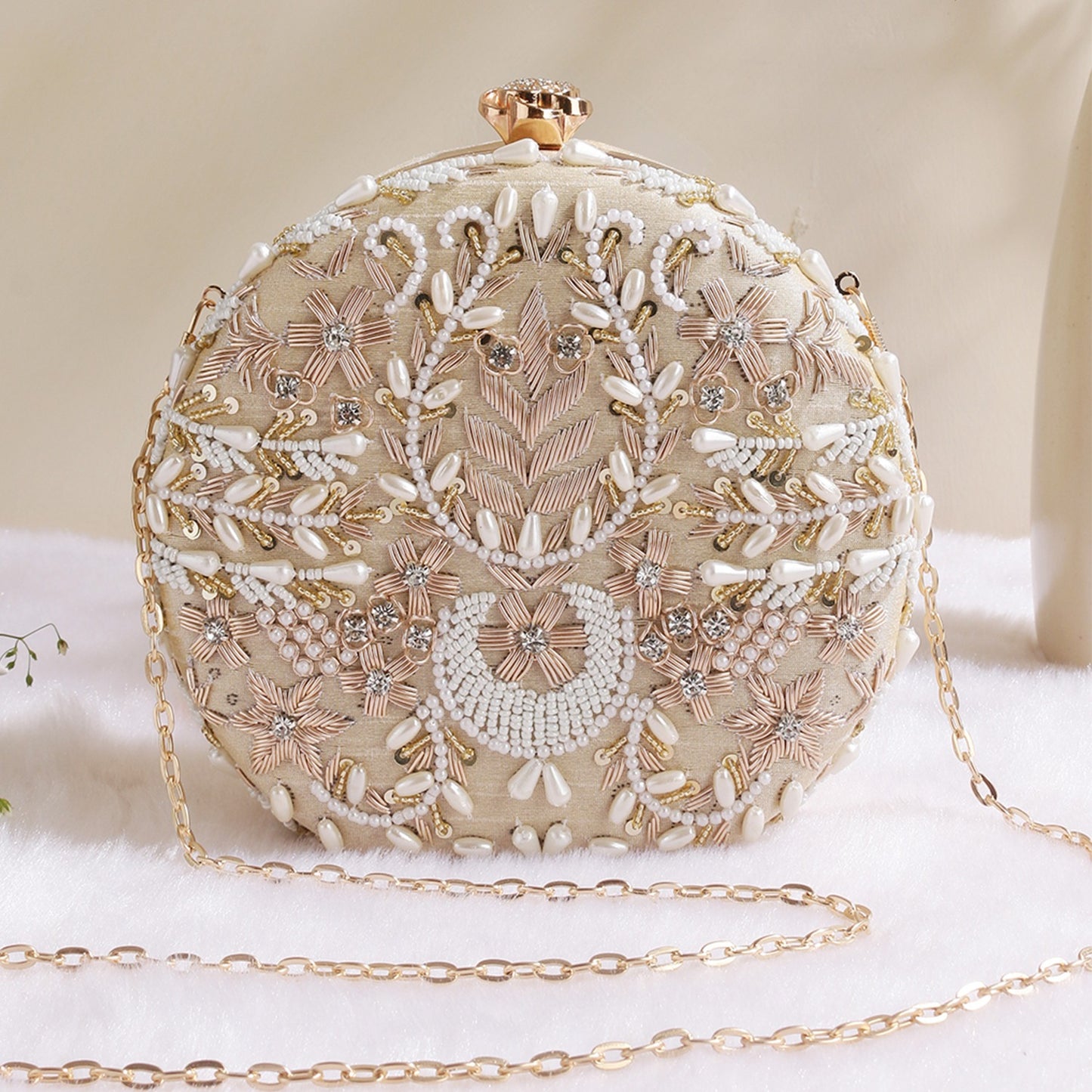 Round framed design clutch - Saffronfashionindia