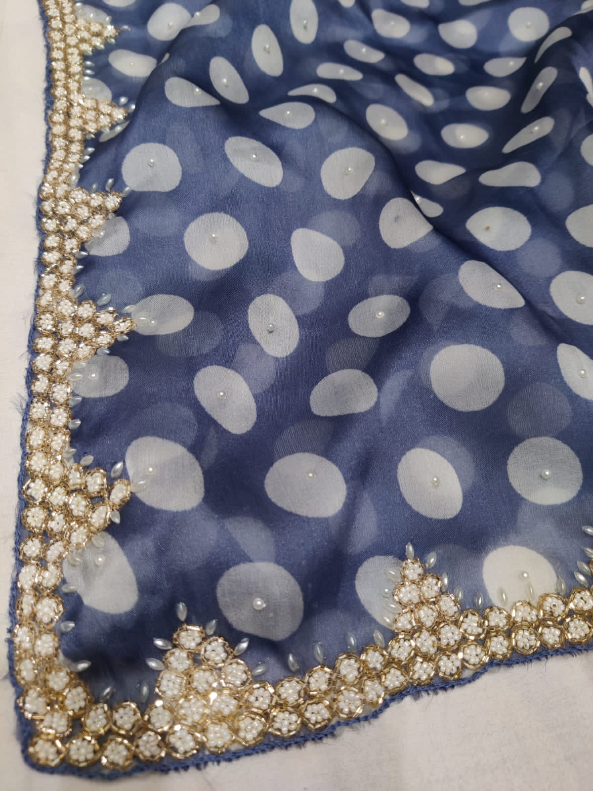 Polka dot inspired organza saree - Saffronfashionindia