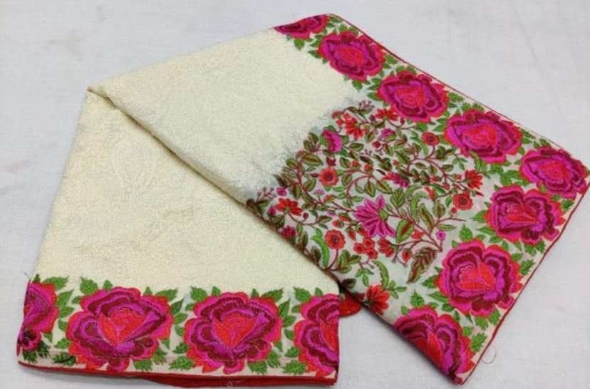 Rose inspired Chikankari saree - Saffronfashionindia