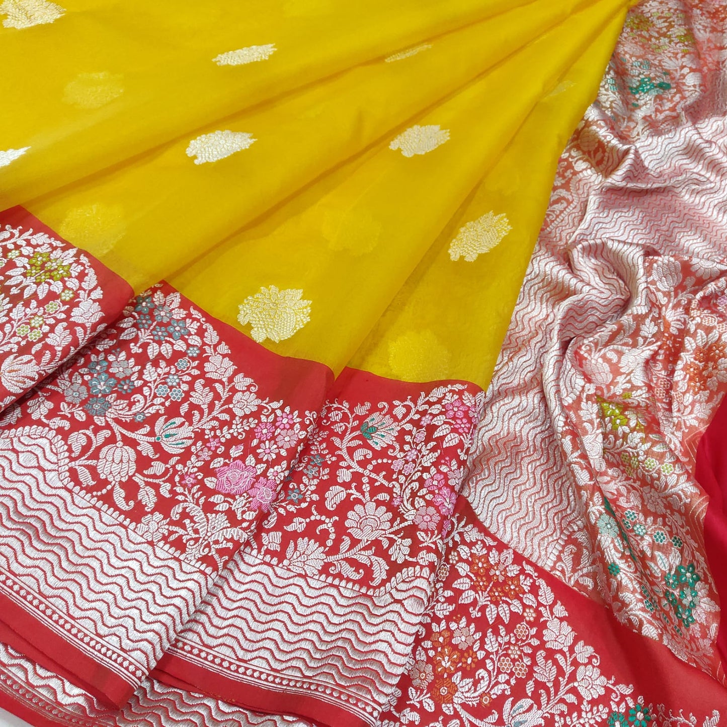 Radhe Meenakari Katan exclusive silk sari - Saffronfashionindia