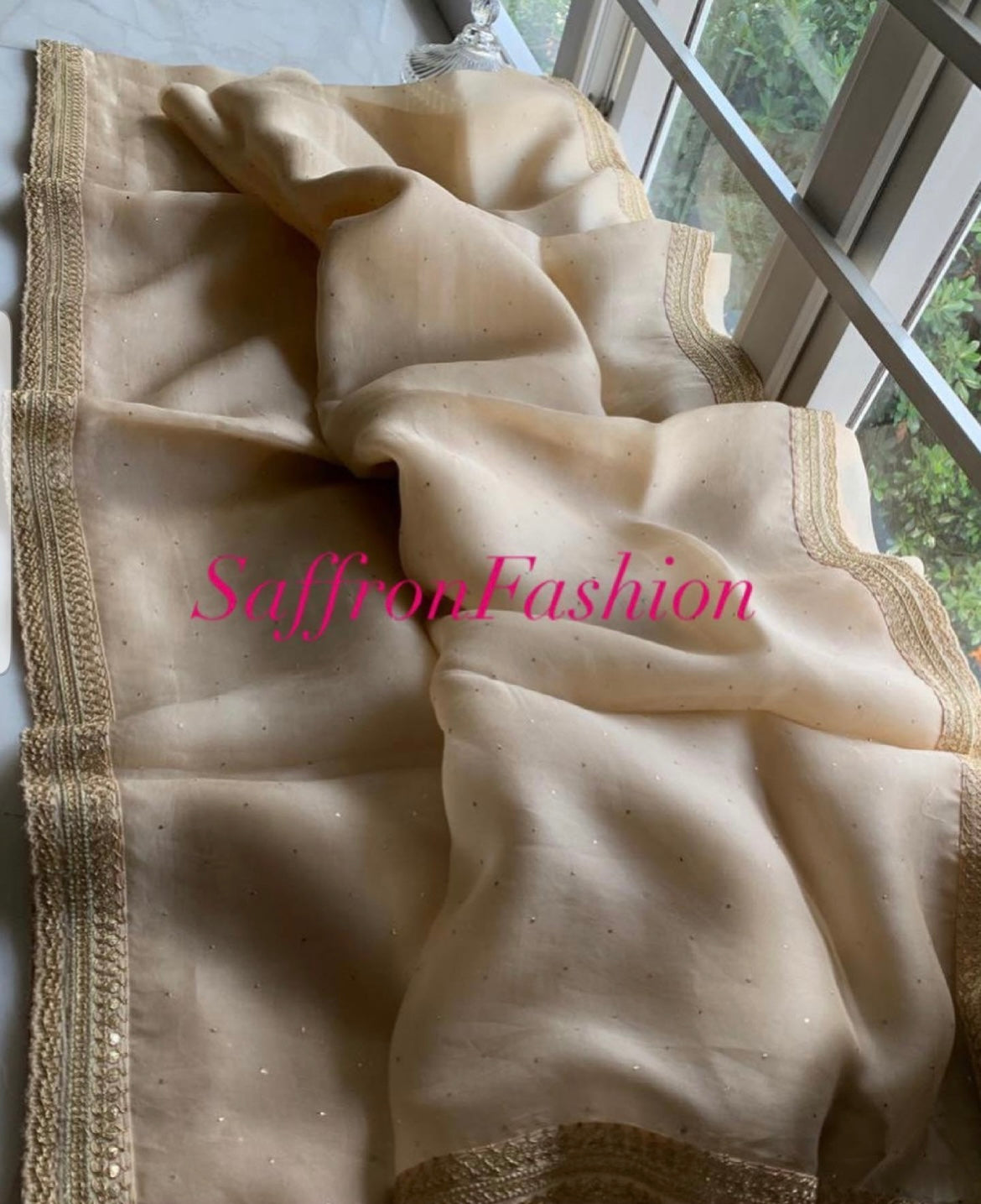 Vahida organza sari partywear sarees Indian sari - Saffronfashionindia