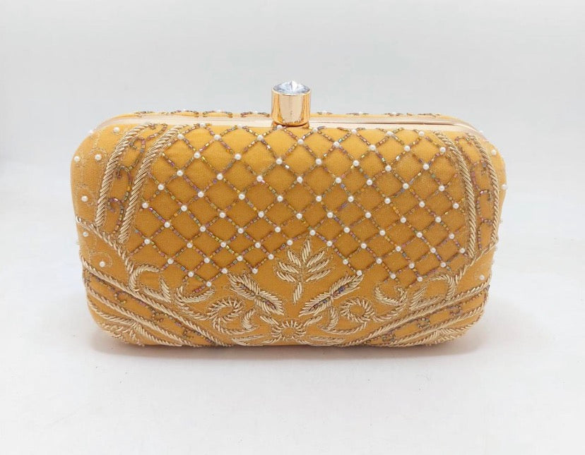 Mustard clutch - Saffronfashionindia
